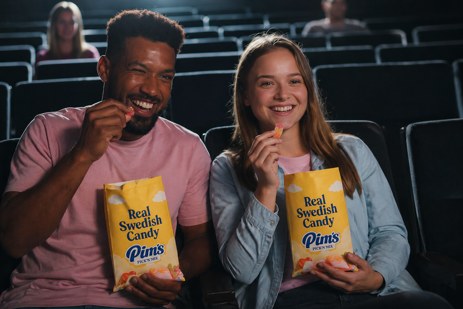 Moviegoers enjoying their candy in the theater